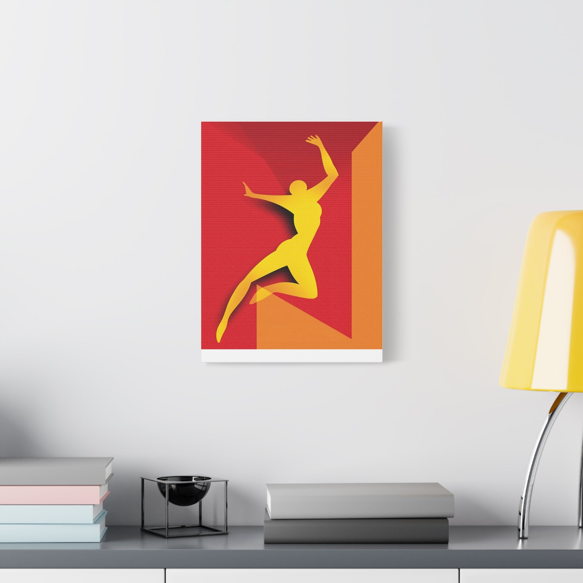 Yellow Leaping Silhouette Matte Canvas
