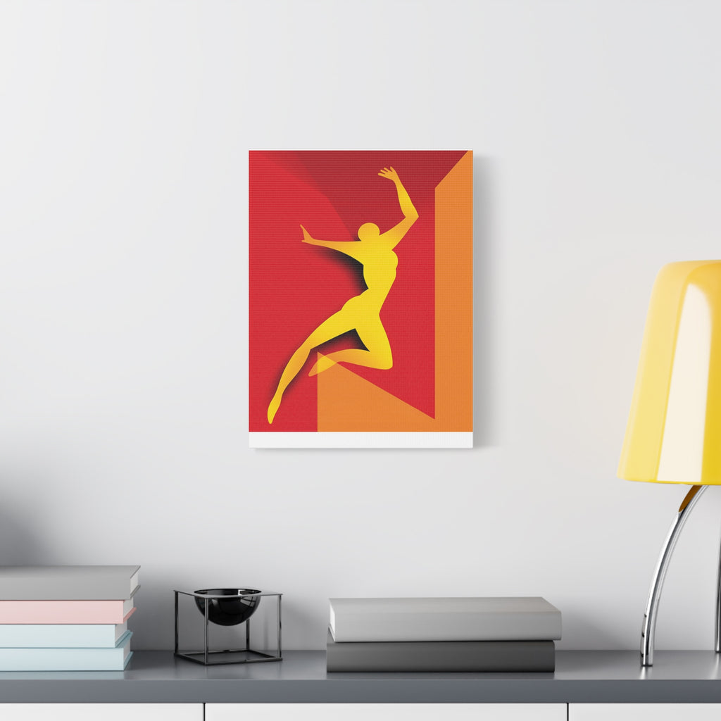 Yellow Leaping Silhouette Matte Canvas