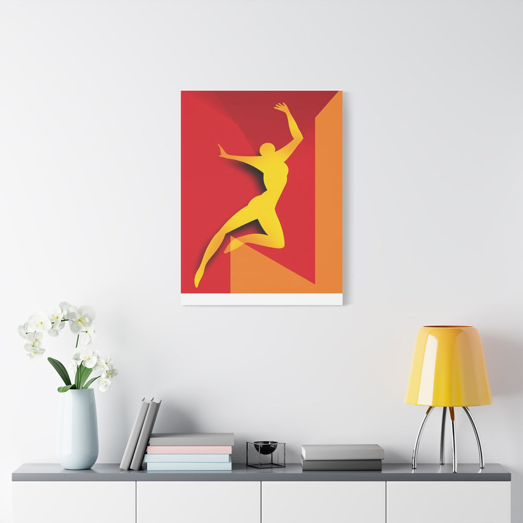 Yellow Leaping Silhouette Matte Canvas