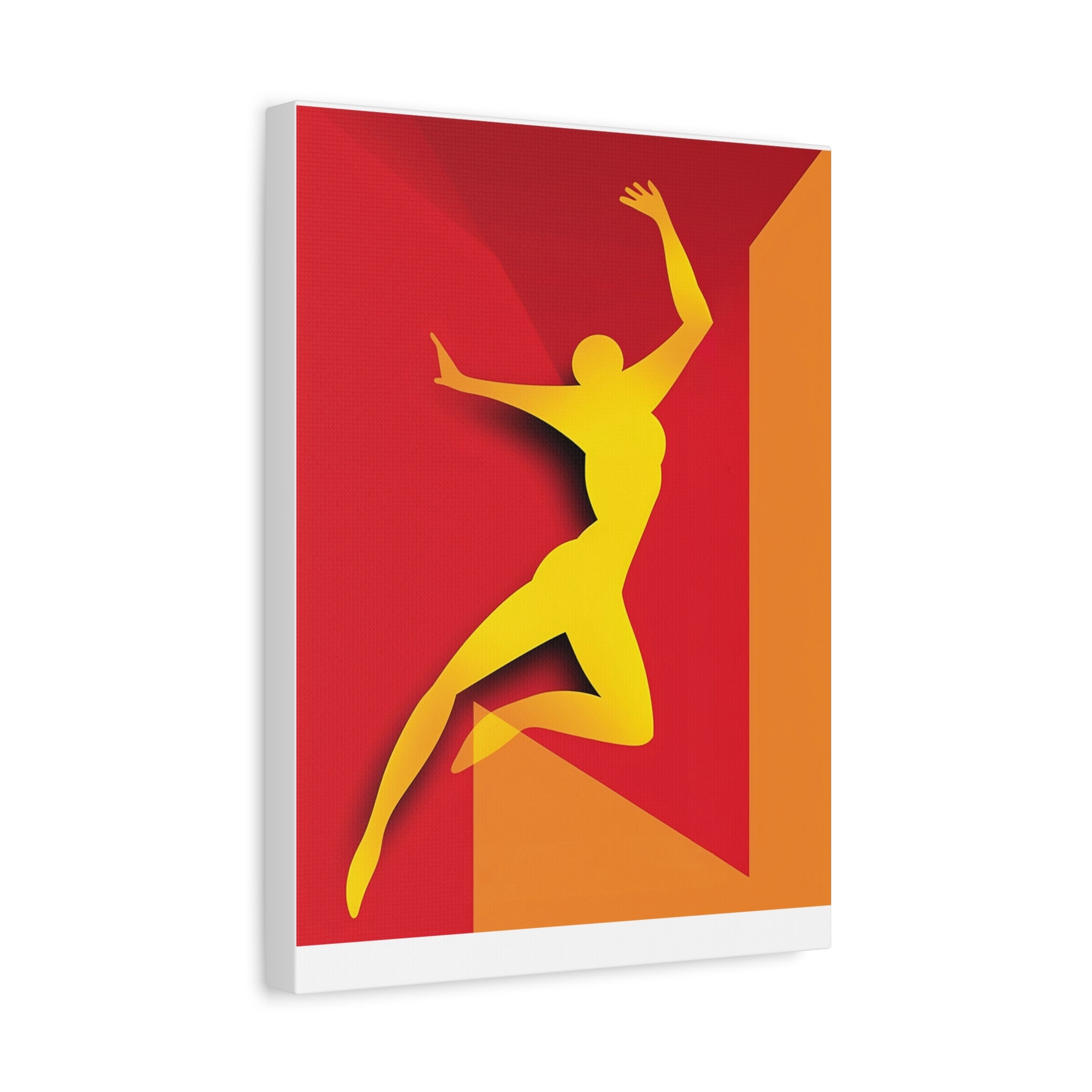 Yellow Leaping Silhouette Matte Canvas