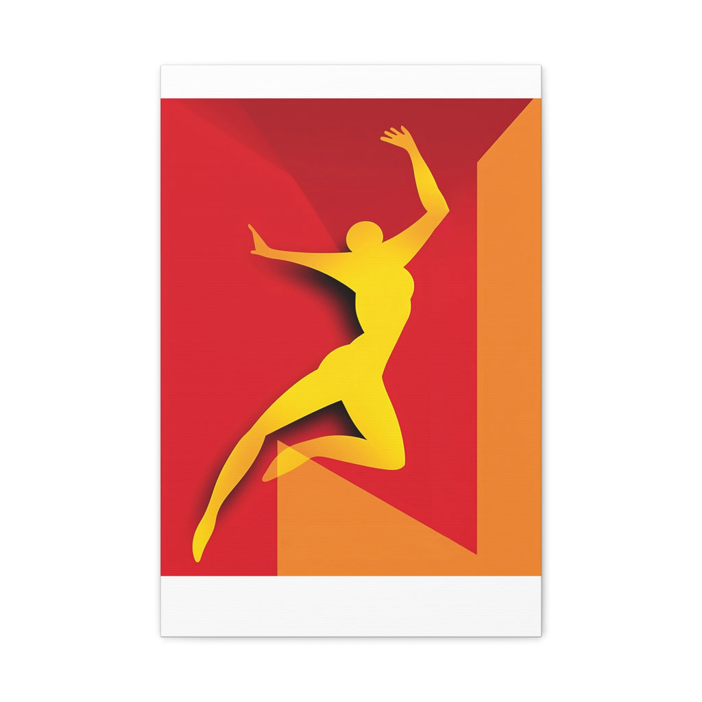 Yellow Leaping Silhouette Matte Canvas