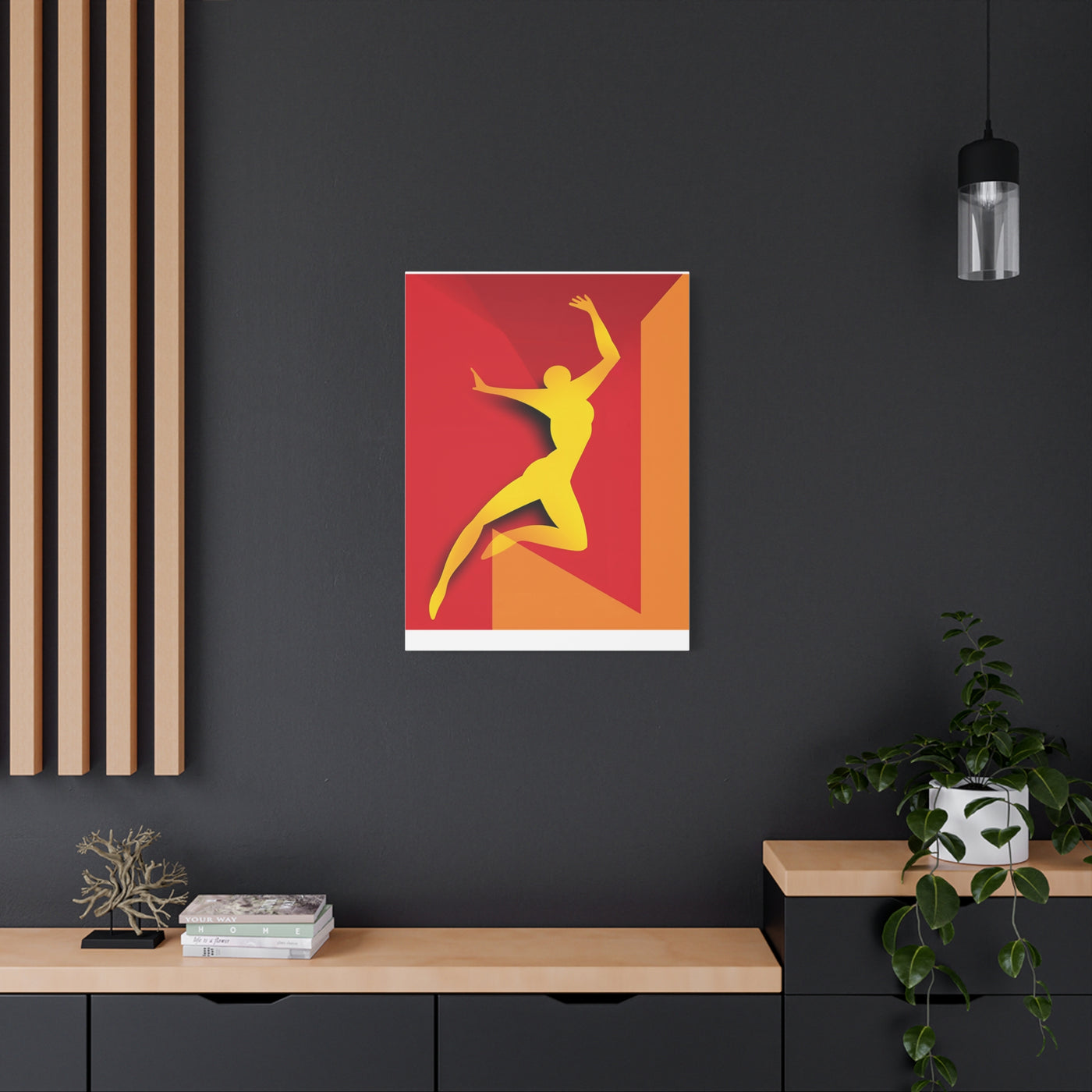 Yellow Leaping Silhouette Matte Canvas
