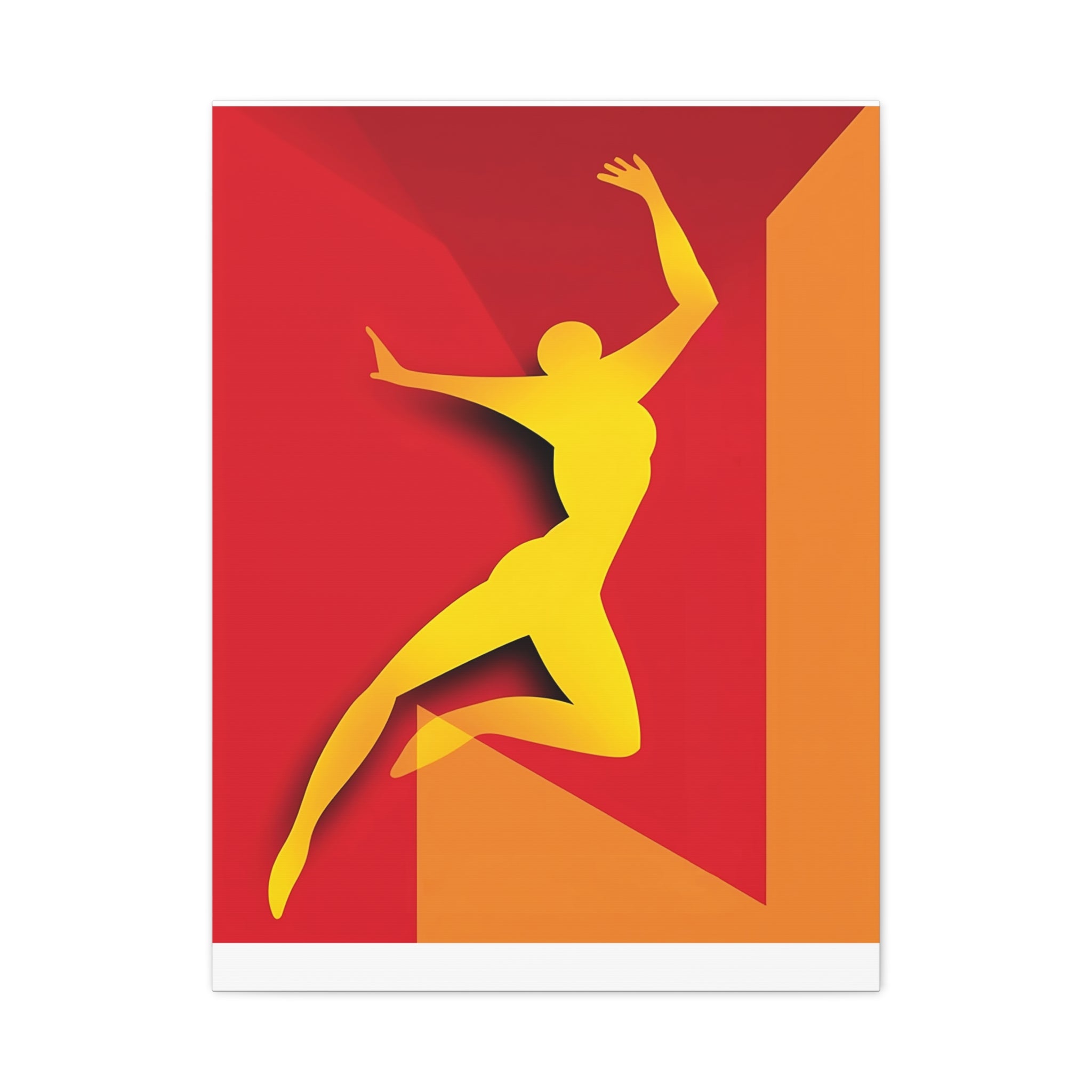 Yellow Leaping Silhouette Matte Canvas