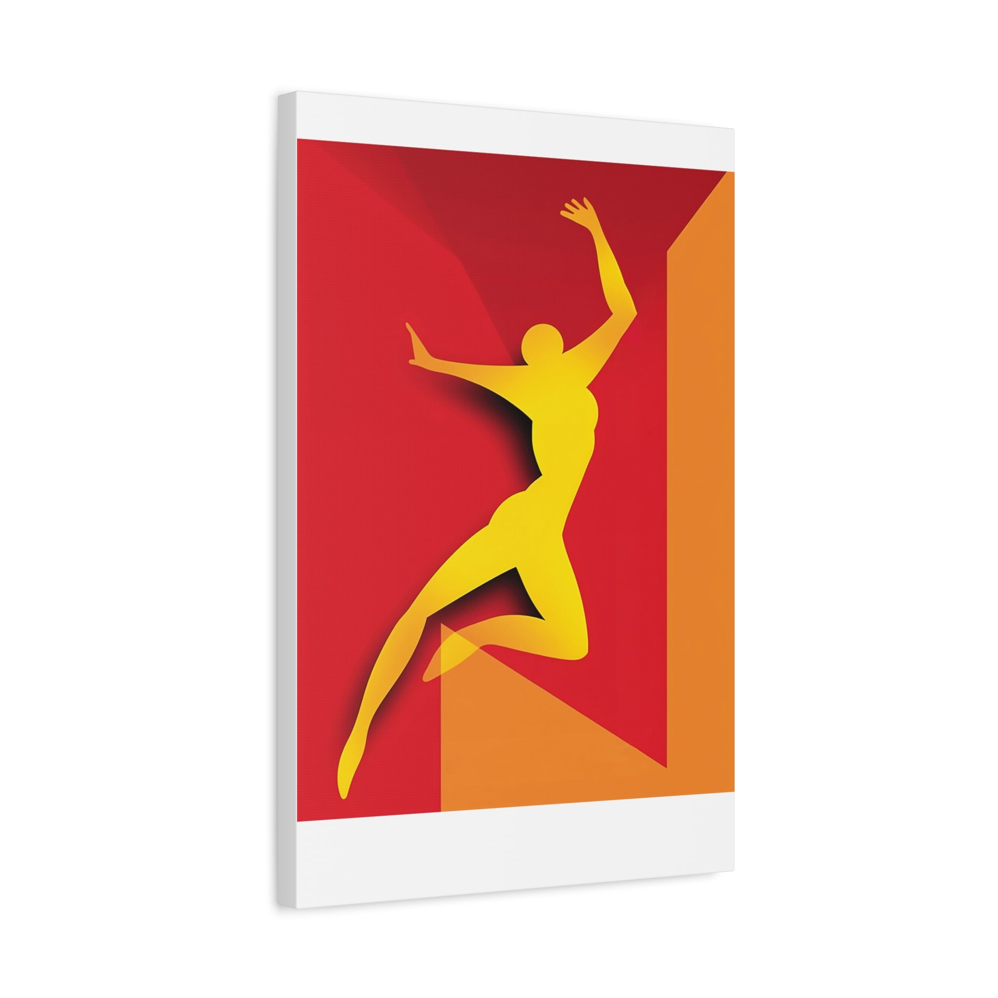 Yellow Leaping Silhouette Matte Canvas