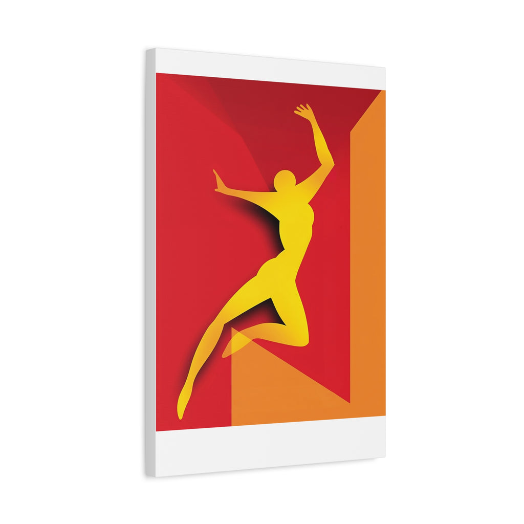 Yellow Leaping Silhouette Matte Canvas