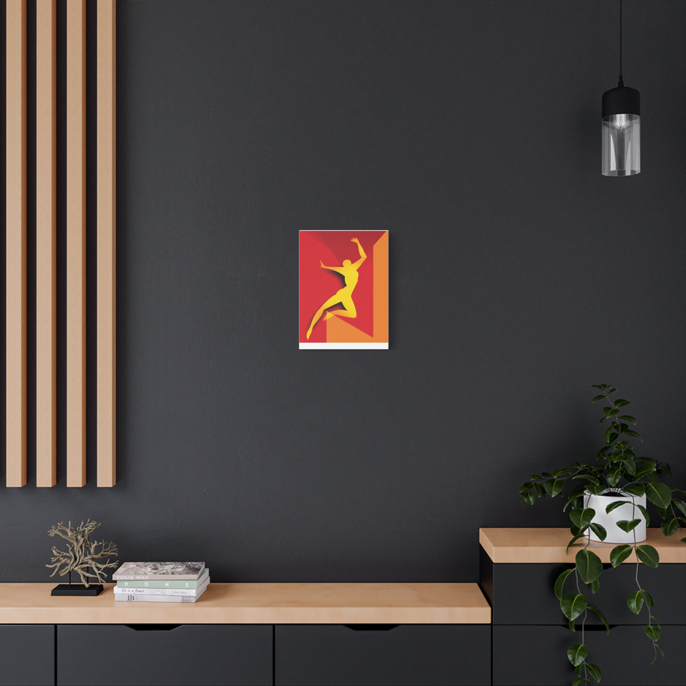 Yellow Leaping Silhouette Matte Canvas