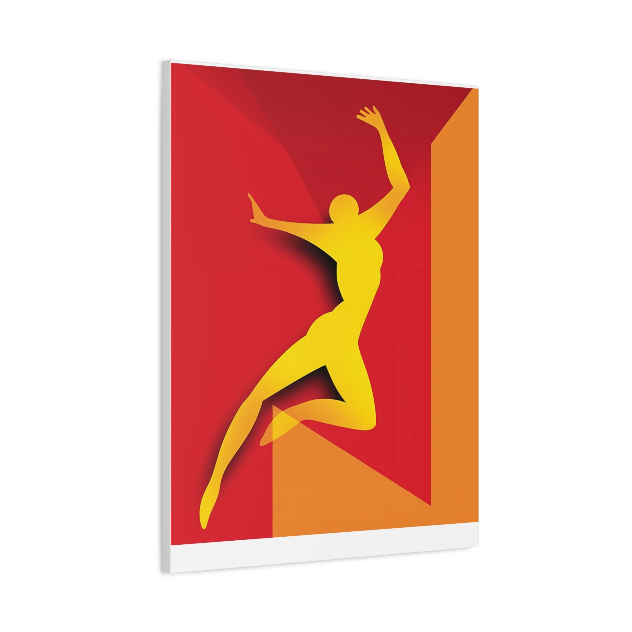 Yellow Leaping Silhouette Matte Canvas