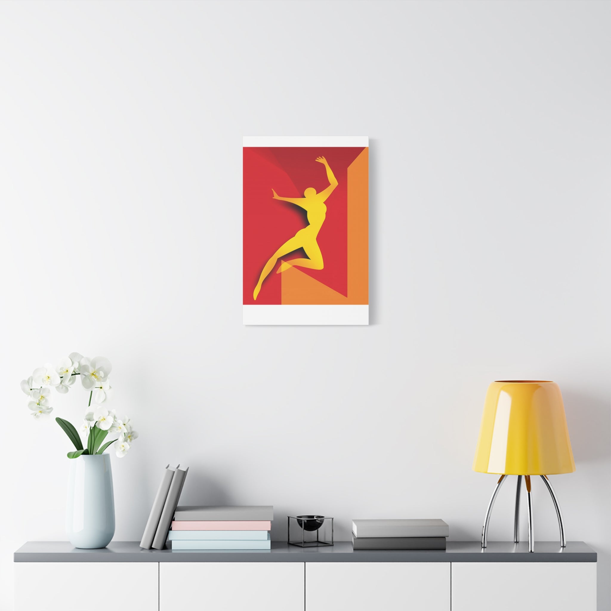 Yellow Leaping Silhouette Matte Canvas