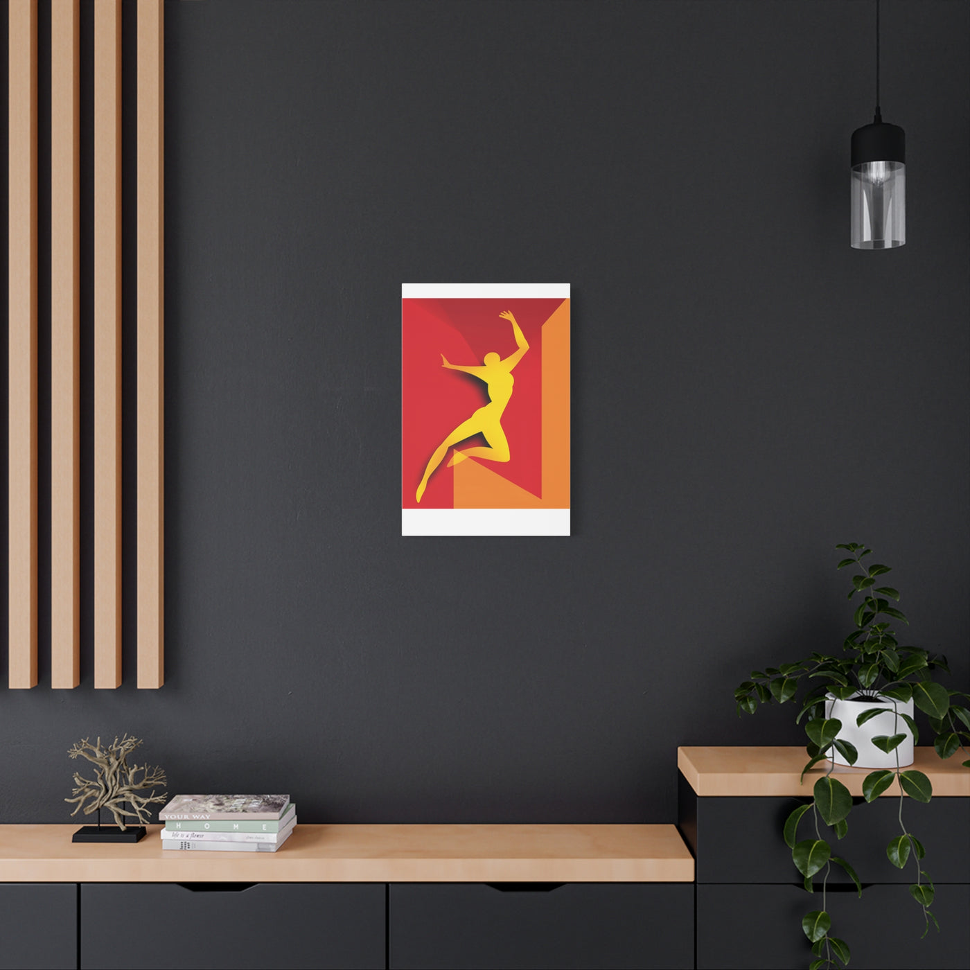 Yellow Leaping Silhouette Matte Canvas
