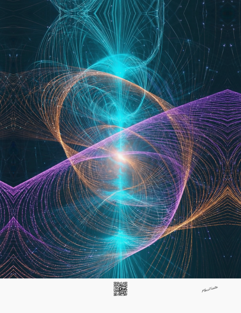 Quantum Light Trails — blue and violet light traces on black